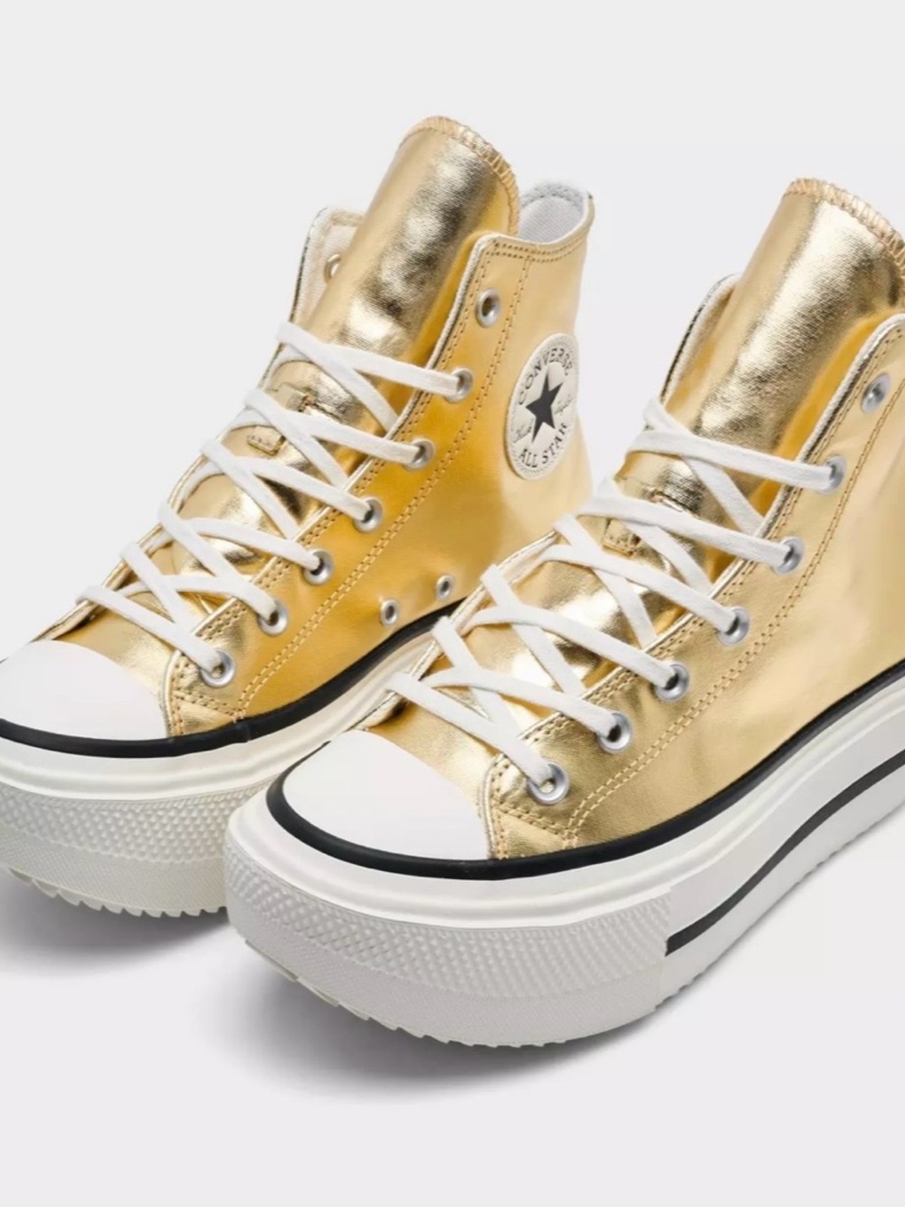Converse Platform High Top Metallic Gold Sneakers Women Size 8.5 NEW